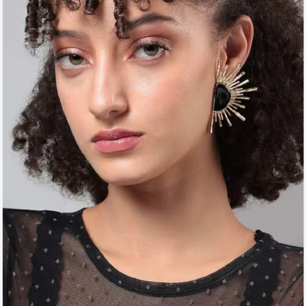 Sun Radiant Gold Statement Stud Earrings